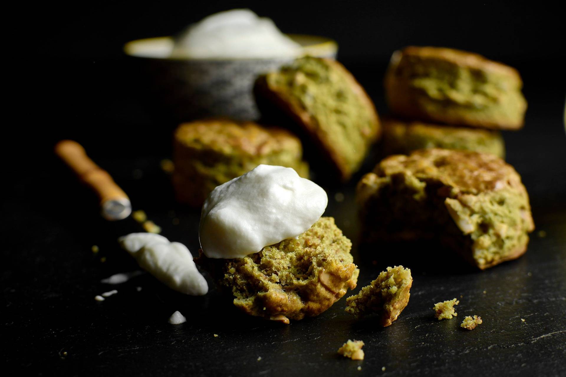 green-matcha-scones-for-teatime green matcha scones for teatime on black background