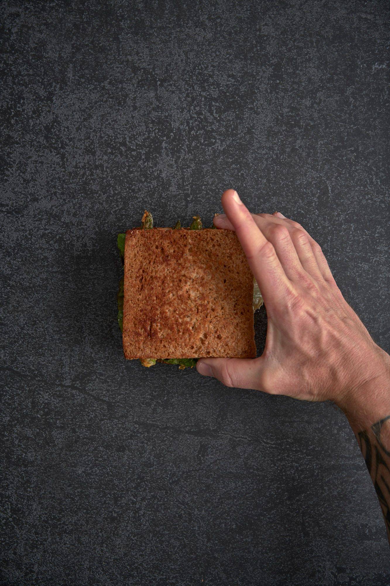 vegetarisches-spargel-katsu-sando-mit-nektarine-und-minz-mayonnaise-zusammensetzen vegetarisches spargel katsu sando mit nektarine und minz mayonnaise zusammensetzen auf grauem sapienstone top
