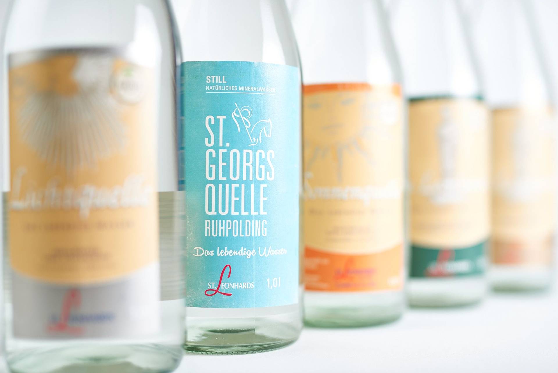 mineral-water mineral water bottles on white background