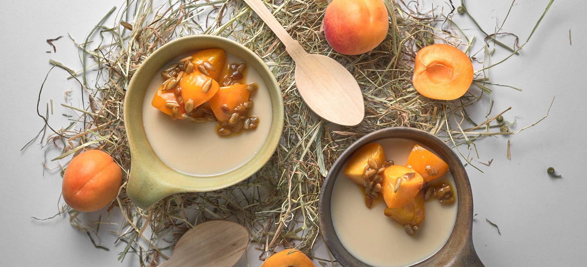 Hay Panna Cotta with Apricots & Sunflower Seeds