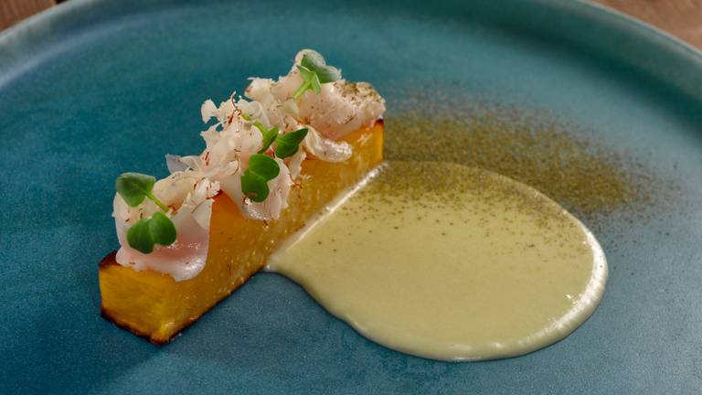 Rutabaga with Lardo Bacon & Beurre Blanc of Pickled Gherkins