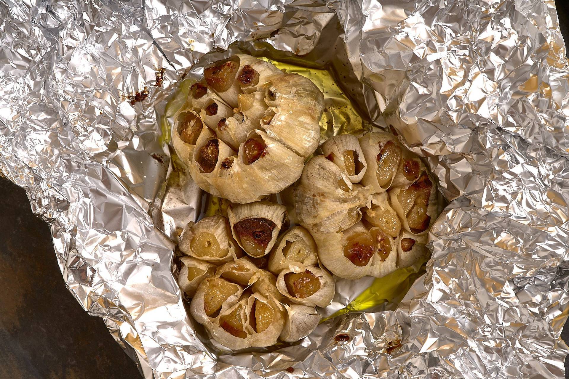 roasted-garlic roasted garlic in aluminum foil