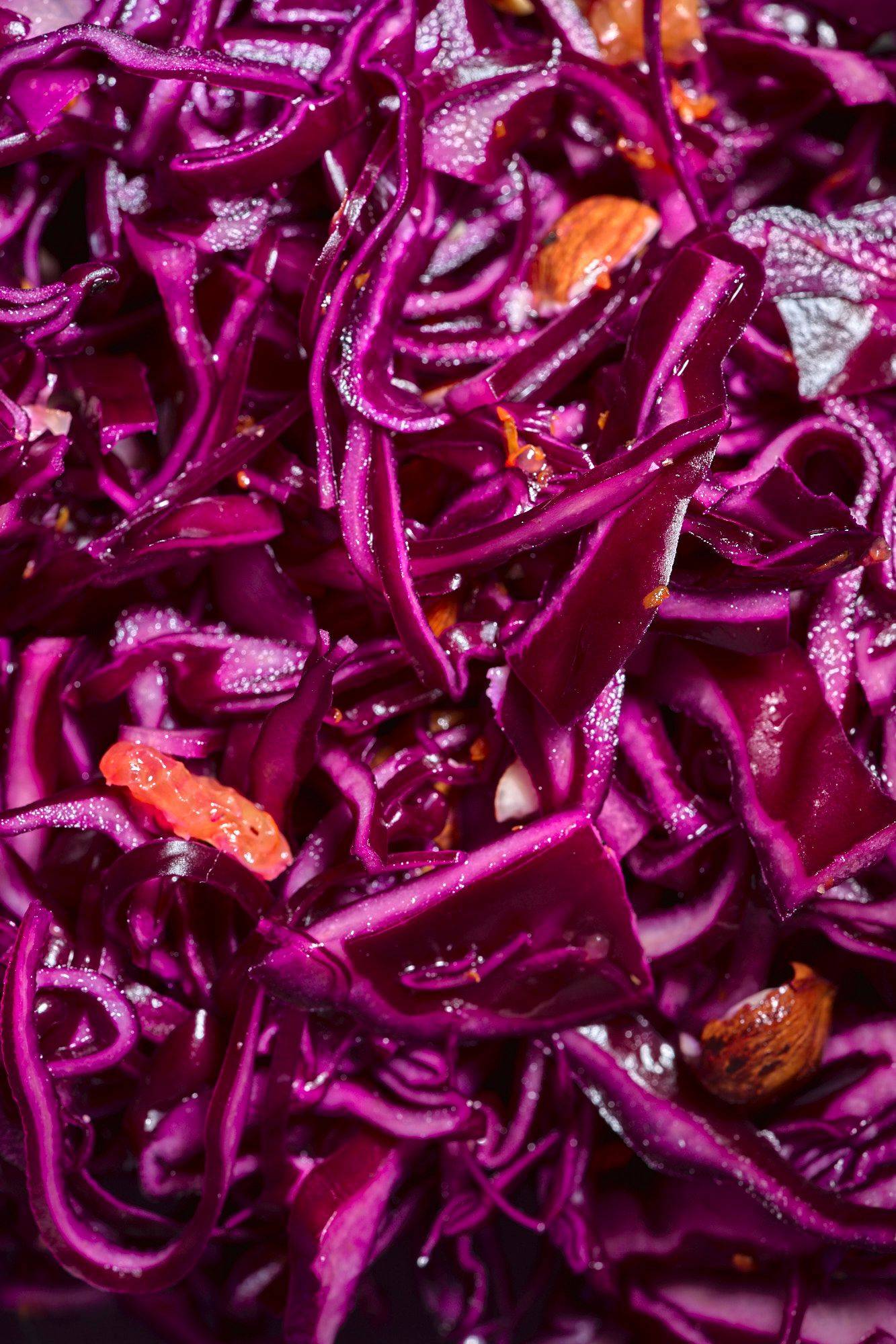 red-cabbage-tangerine-salad raw marinated red cabbage-tangerine salad