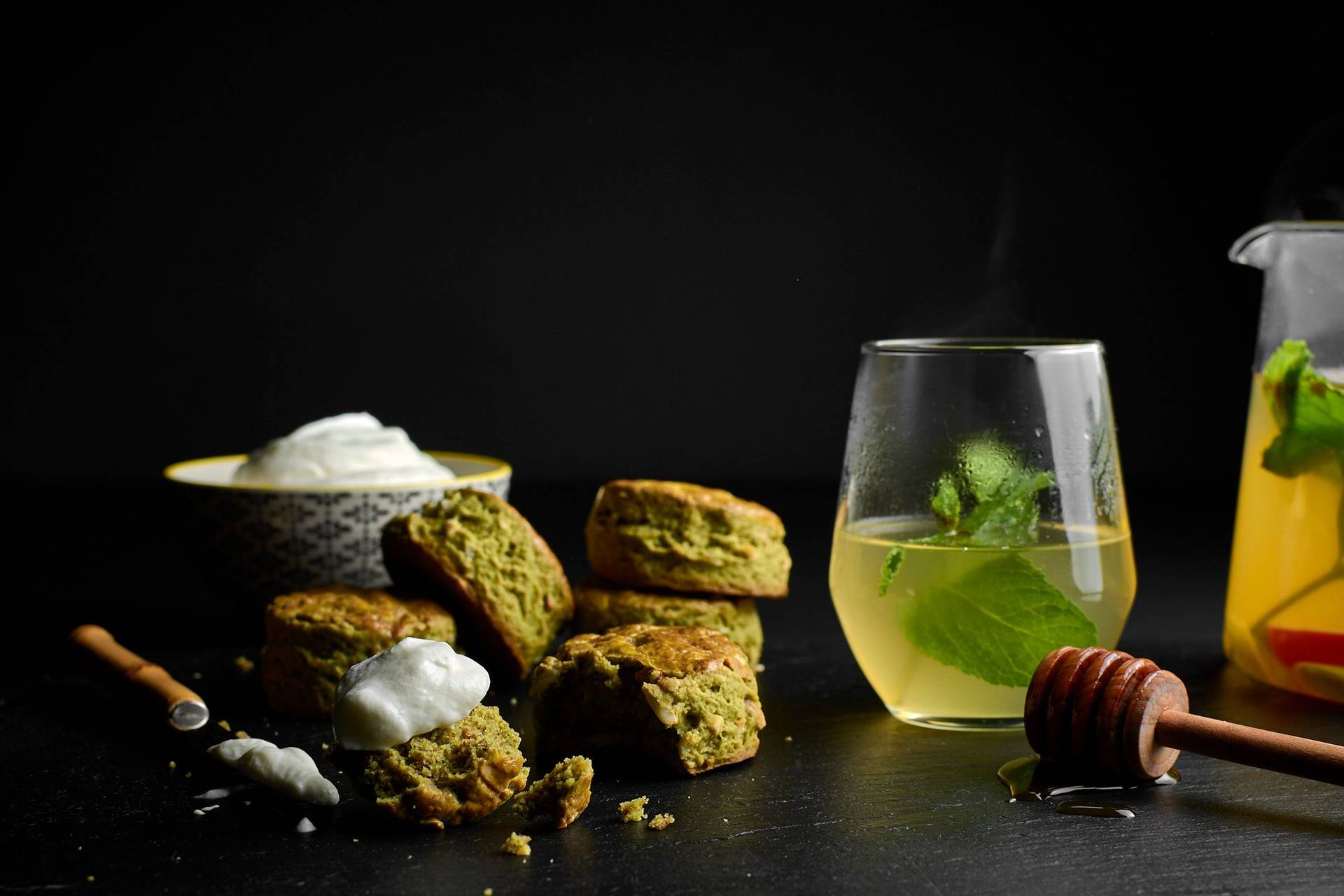 green-matcha-scones-for-teatime green matcha scones for teatime on black background