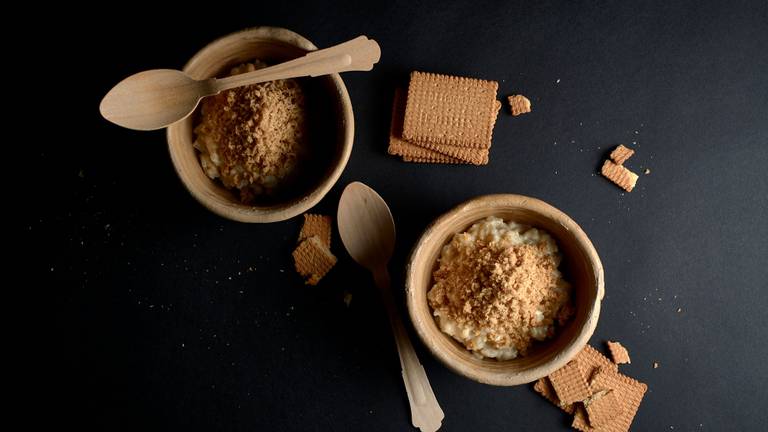 Rice Pudding with Shortbread Snow