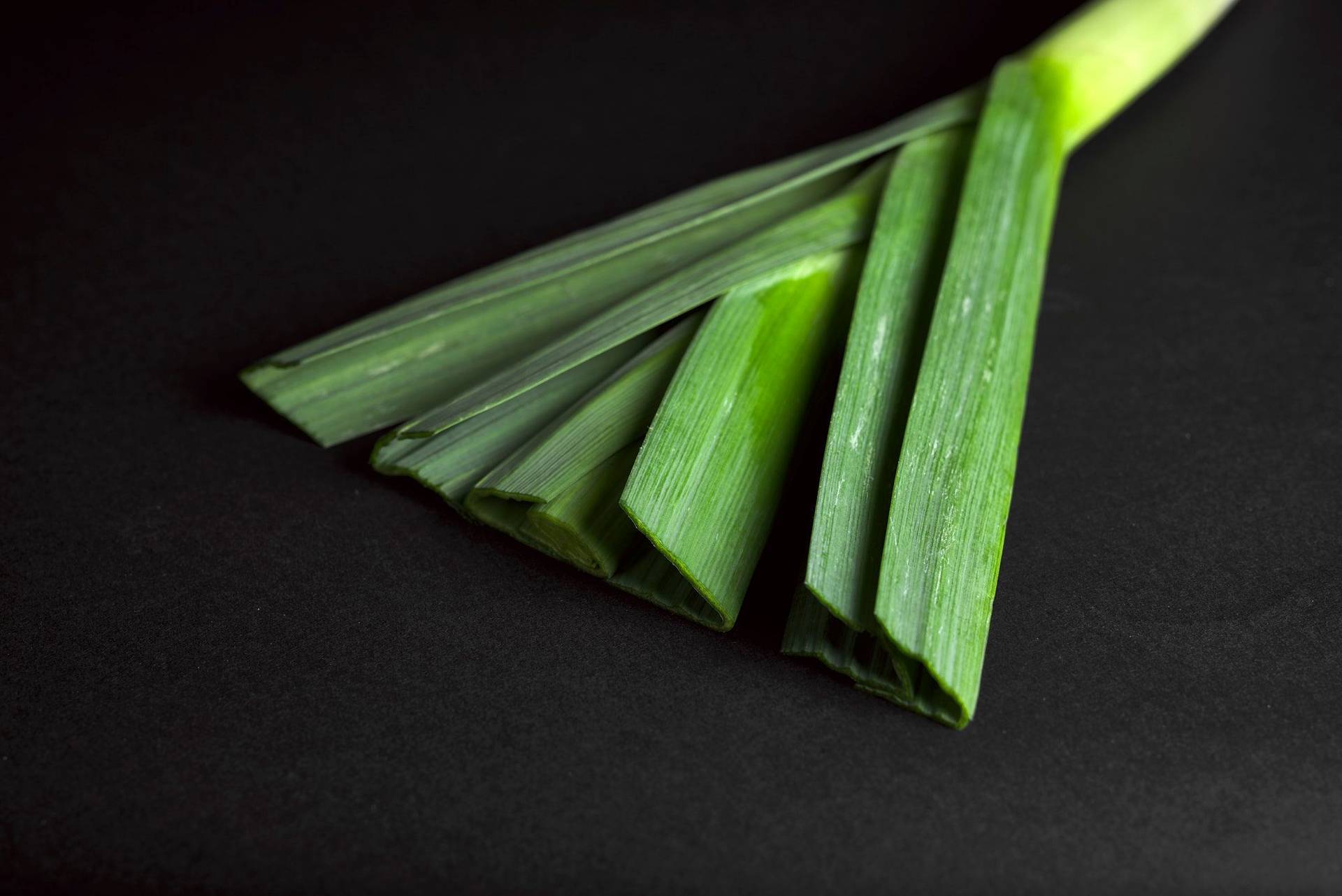 leek a piece of leek with black background
