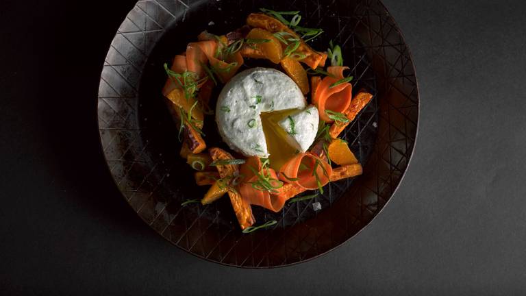 Savory Egg Soufflé with Sweet Potato & Pickled Carrots