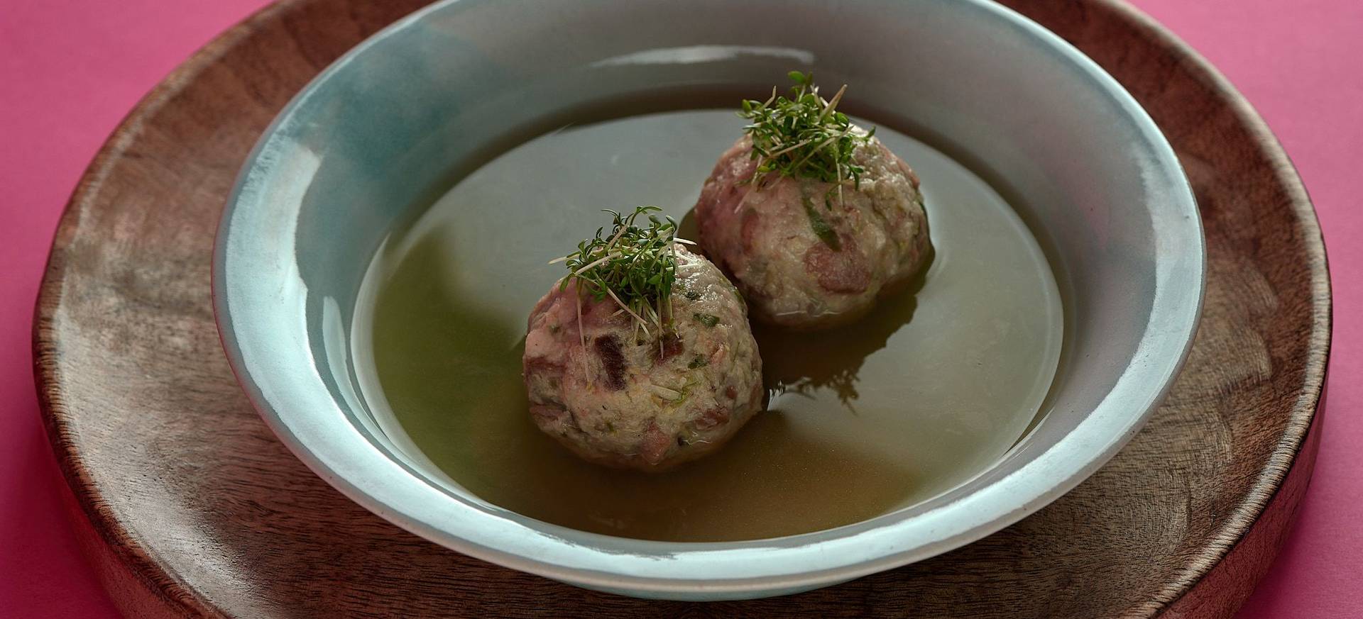 Vegan Bread Dumplings with Brussels Sprouts & Vegetable Broth