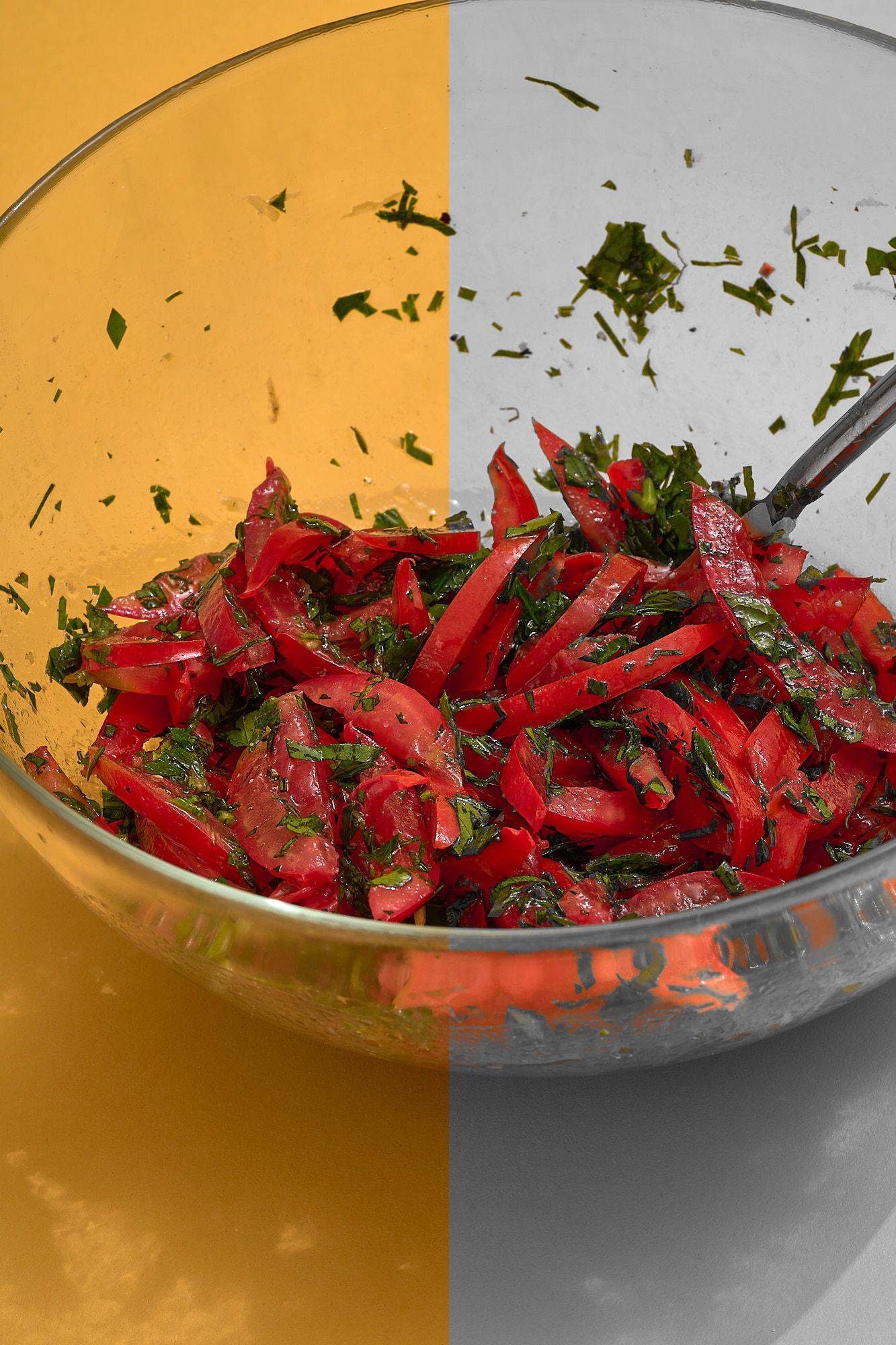 gremolata-with-mint-parsley-and-tomatoes gremolata with mint parsley and tomatoes on yellow background